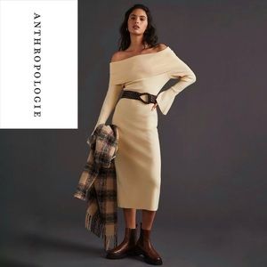 NWT Anthropologie Callahan Ivory Slim Sweater Maxi Dress